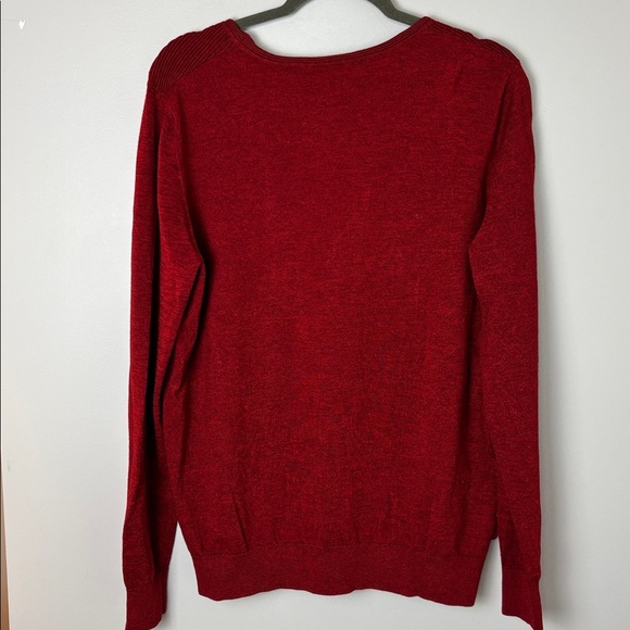 Diane Von Furstenberg Maroon Wool Blend Ruffle Sweater - L - Picture 9 of 9